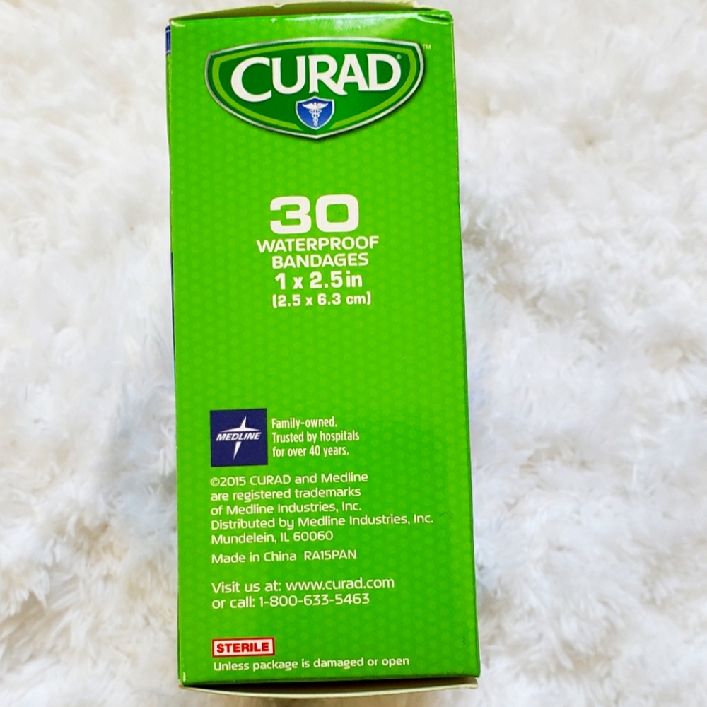 CURAD medium waterproof Transparent film bandaid. NEW 30ct